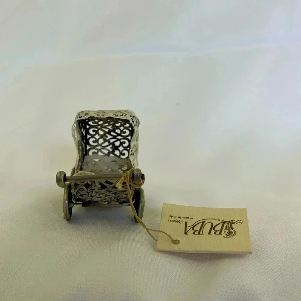 Vintage Italian 24Kt Sterling Silver Tiny Carriage by BUBA - Picture 2 of 6